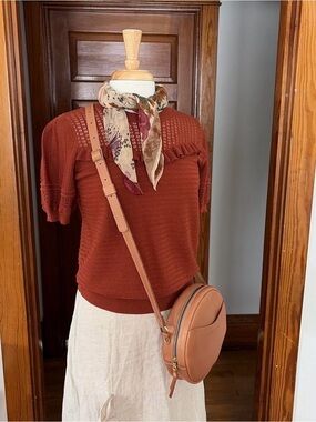 LOFT Rust Crewneck Short Sleeve Knit Sweater